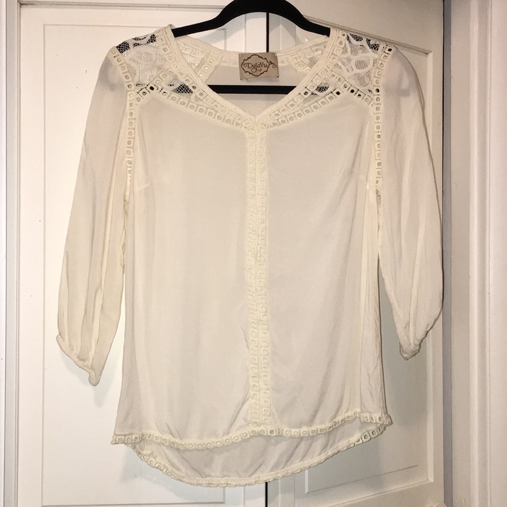 Cream long sleeve white top